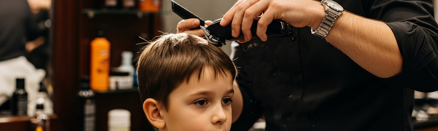 A barber performing a haircut